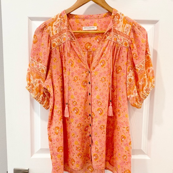 Spell‎ Sundown organic cotton blouse  in Apricot size Small - Picture 9 of 14